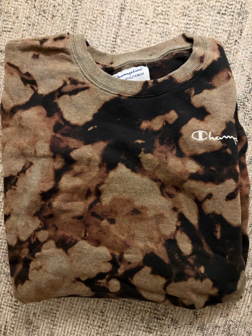 Champion Brown & Black Tie-Dye Crewneck Sweatshirt